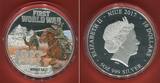 Niue 10 Dollar Silbermünze mit Farbapplikation 2017 First World War - Centenary - 5 OZ Silver Coin - Middle East - Pferde und Kamele Proof with woden box, carton & coa
