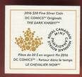 Kanada 20 Dollar Silbermünze - 1 Unze 2016 DC Comics™ Originals - The Dark Knight™. Colorated coin with box & coa