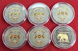Republique du Burkina Faso 5 x 1000 Francs CFA + 1 Medaille Elephants 2016 Spirit of Africa Meets Bull and Bear Special Edition - 6 x 1 oz Feinsilber BU with box & coa