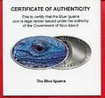 Niue 2 Dollars Silbermünze 2012 Blue Iguana (1 oz, m. Farbauflage) patinated in capsule, coa, orig. packaging