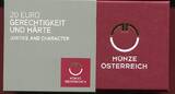 Österreich 20 Euro Silbermünze 2017 Gerechtigkeit und Härte - Justice and Character proof in capsule w. certificate, orig. packaging