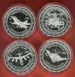 Niue Islands Inseln 4 x 2 Dollars Silbermünzen - 4 Coin Set 2011 Legends of the Air - War Planes - Legenden der Luft - Kriegsflugzeuge Proof with original packaging