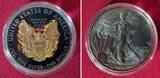 USA 1 Dollar Silbermünze mit Farbapplikation 2015 Burning Phoenix Liberty BU colorated with box, carton & coa