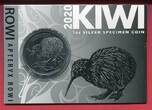 Neuseeland 1 Dollar Silbermünze 2020 Kiwi (Specimen, 1 oz) BU in coincard and blister