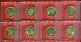 China 8 x 1 Yuan Münzen Olympische Spiele 2008 Peking Set - Jingjing Maskottchen BU with coa & box