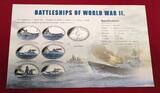 Tokelau 6 x 1 Dollar Ku/Ni Münzen 2013 Battleships of World War II - Schlachtschiffe des 2. Weltkriegs Proof silver plated coins with box & coa