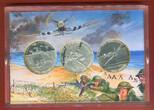 Bailiwick of Guernsey 3 x 5 Pounds Silbermünzen z.T. leicht angelaufen 2014 D-Day - The 70th Anniversary of the Normandy Landings Silver Coin Set Proof with glass case, wooden box & coa