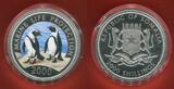 Somalia 2000 Shillings Silbermünze 5 Unzen Silber 2000 Marine Life Protection - Pinguine - Penguins - very small mintage Proof colorated with box & coa