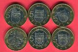 Finnland 6 x 5 Euro Lot 2012 + 2013 Gedenkmünzen-Lot 6 Münzen prägefrisch, min. beschlagen u.Handlingspuren