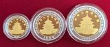 China, Volksrepublik Bimetall Bimetallic Münzen Satz Gold und Silber 1996 Panda 3 Münzen Satz PP 50, 25 und 10 Yuan Proof coins with box & coa