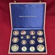 Republica de Guinea Ecuatorial 2 x 200 3 x 150 2 x 100 4 x 75 1 x 50 2x 25 Peseta 1970 Lenin Rom Fifa etc verschiedene Motive 15 coins proof set wirh original box no coa