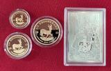Südafrika, South Africa 1/10, 1/4 & 1/2 Unze Goldmünzen Gold 2013 Krugerrand Fractional De Luxe Set Proof with wooden box and coa