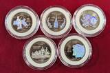 USA 5 x 1/4 Dollar State Quarters 2000 Five Statehood Quarter Dollars Special Edition - mit Hologramm Effekt BU with hologramm, includes box & German coa