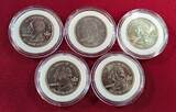 USA 5 x 1/4 Dollar State Quarters 2000 Five Statehood Quarter Dollars Special Edition - mit Hologramm Effekt BU with hologramm, includes box & German coa