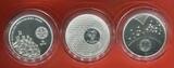 Portugal 3 x 8 Euro Silbermünzen 2003 The Values of Football - Passion, Celebration & Fair Play - Fußball Proof with box, coa & carton