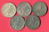 USA, United States of Amerika, Vereinigte Staaten 5 x 1 Dollar Silber 1922 Lot von 5x 1 $ Peace Typ Lot, bitte Bild ansehen