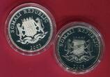 Somalia 10 (Cu/Ni) + 100 Shillings (Silber) Set coloriert 2003 Schutz der Meeresfauna - Harlequin-Fisch - Set proof in capsule with certificate