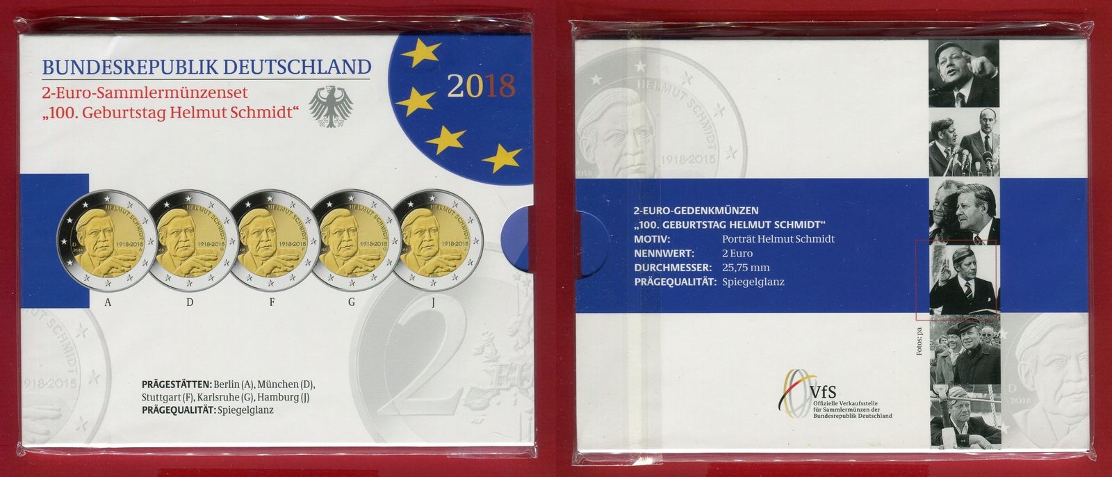 BRD 5 x 2 Euro Gedenkmünzen