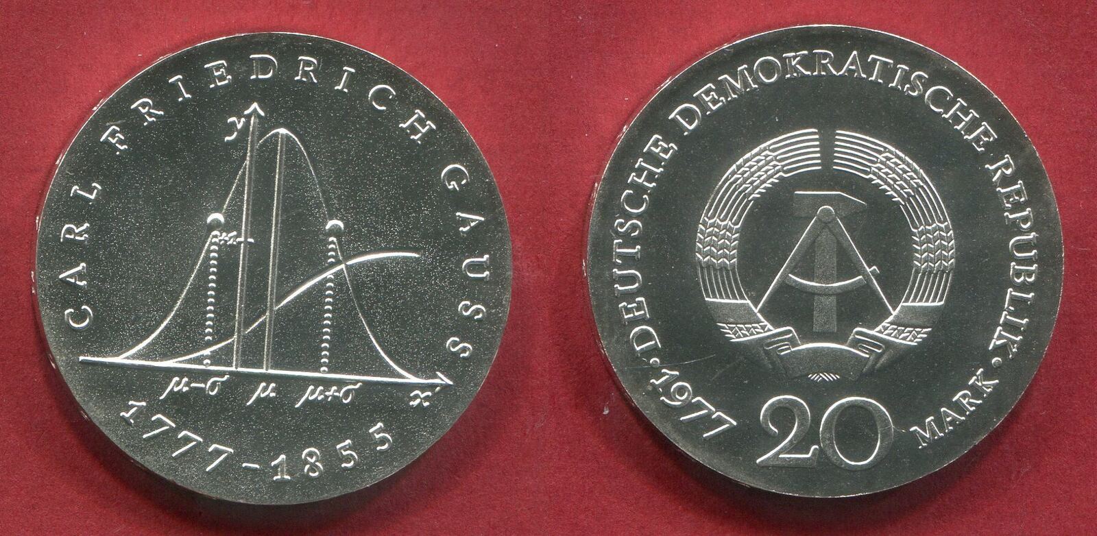 DDR Eastern Germany 20 Mark 1977 A Gedenkmünze 200. Geburtstag Carl ...