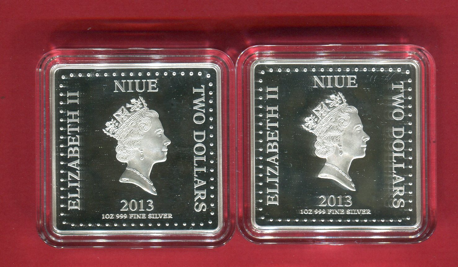 Niue Islands, Niue Inseln 2 x 2 Dollar Silbermünzen 2013 Monopoly