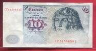 BRD, Deutsche Bundesbank 10 DM Deutsche Mark Banknote Segelschiff - Schiffsmotiv - Serie CP ... U Unvollständiger Druck Vorderseite -
