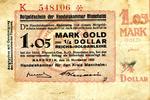 Notgeldschein 1,05 Mark Gold Ein Viertel Dollar Handelskammer Mannheim Kennung K -
