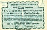 Interims Anteilschein Ein Goldpfennig Ein Viertausendstel Festmeter Fuenf Prozent Glogauer Holzwert-Anleihe Stadt Glogau -