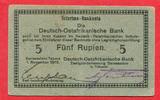 Deutsch Ostafriks DOA German East Africa 5 Rupien Rupees Daressalam Tabora 5 St. Seriennummer DOAB SER F Ohne Monogrammstempel -