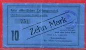 Halle 10 Mark Offizier Gefangenenlager Leinen Blau mit Stempelung POW Officers camp WW I -
