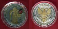 Deutschland 5 Mark Silber Antik finish vergoldet Red Crystal Cross -GERMANIA MINT- -