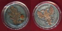 Deutschland 5 Mark Silber Antique Copper OAK LEAF Red Crystal Cross -GERMANIA MINT- -
