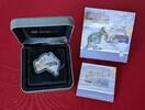 Australien 1 Dollar Silbermünze - 1 oz Silver Coin OVP Australian Map Shaped Coin - Kangaroo - Känguruh -