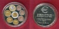 Deutschland Gedenkprägung Medaille Die ersten Euro-Münzen Deutschlands 2002, vergoldete/verkupferte Applikationen -
