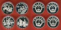 China Volksrepublik, PRC 4 x 5 Yuan Silbermünzen Seidenstraße Satz Silber - Silk Road - 1. Ausgabe - rar -