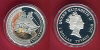 Tuvalu 1 Dollar Silbermünze 1 Unze mit Farbauflage Ships that changed the World- U.S.S. Constitution -