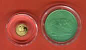Barbados 1 Dollar Goldmünze & 10 Dollars Titanmünze First Titanium Panda Collection -
