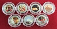 Italien 7 x 50 Lire Kursmünzen mit Farbauflage Papal Conclave 2013 - Päpstliche Konklave -