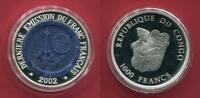 Kongo 1000 Francs Silbermünze Sodalith - Eiffelturm (1 oz, m. Farbauflage) -