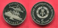 DDR 5 Mark DDR Gedenkmünze Cu/Ni Überseehaven Rostock - Transportwesen PP - Schiff -