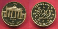 Frankreich France 500 Francs 70 Ecu Gold Monuments et sites d`Europe Brandenburger Tor Porte de Brandenbourg -