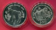 Zaire 2,50 Zaire & 5 Zaire Silbermünzen Okapi & Berggorilla -