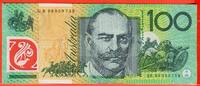 Australien Australia 100 Dollars Poymer Banknote Geldschein Evans & Macfarlane Dame Nellie Melba Sir John Monash WWI battle scene -
