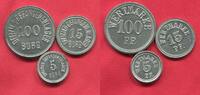 Deutschland WWI Erster Weltkrieg 5 , 15 und 100 Pfennig Offizier Gefangenenlager Burg bei Magdeburg 3 Münzen -