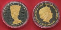 Salomonen Salomon Solomon Inseln Islands 1 Dollar Nofretete Nefertiri Nickel plated iron (Black nickel & selective gold plating) -