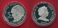 Cook-Inseln 5 Dollars Silbermünze 2002 Mutter Teresa proof in capsule with certificate