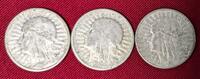 Polen 3 x 2 Zloty Silber Jadwiga Frauenkopf Lot -