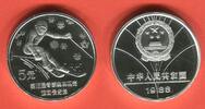 China, Volksrepublik 5 Yuan Silber Ski Abfahrt Ski Abfahrtslauf, Olympiade Calgary Downhill Skiing -