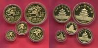 China Peoples Republic PRC Set Satz Selten Gold Panda Set 5 bis 100 Yuan 59,04 g Gold -