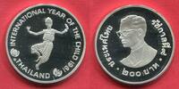 Thailand 200 Bath Baths Silber 1981 Internationales Jahr des Kindes Year of the Child UNICEF King Rama IX IYC proof with capsule