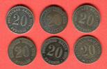 Deutsches Kaiserreich 6 x 20 Pfennig Silber Kursmünzen Lot - Konvolut - keine Doppelten -